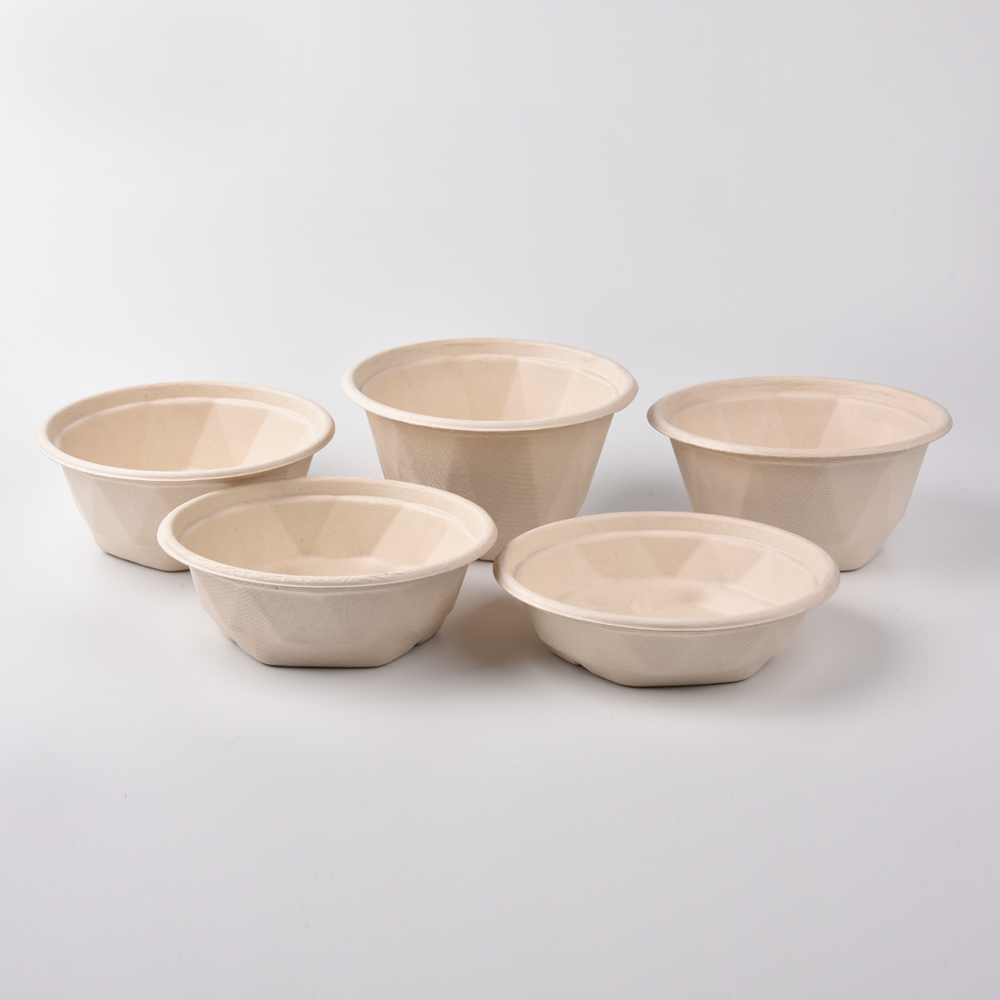 sugarcane bagasse prismatic round bowl